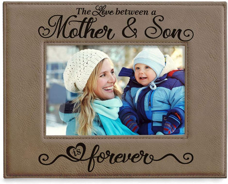 KATE POSH the Love between a Mother & Son Is Forever Engraved Leather Picture Frame, Mother of the Groom, Best Mom Ever, First Mother'S Day, Mommy & Me Gifts (4" X 6" Horizontal) Home & Garden > Decor > Picture Frames KATE POSH 5" x 7" Horizontal  