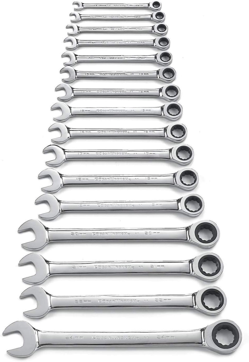 GEARWRENCH 16 Pc. 12 Point Ratcheting Combination Metric Wrench Set - 9416, Silver Sporting Goods > Outdoor Recreation > Fishing > Fishing Rods GEARWRENCH   