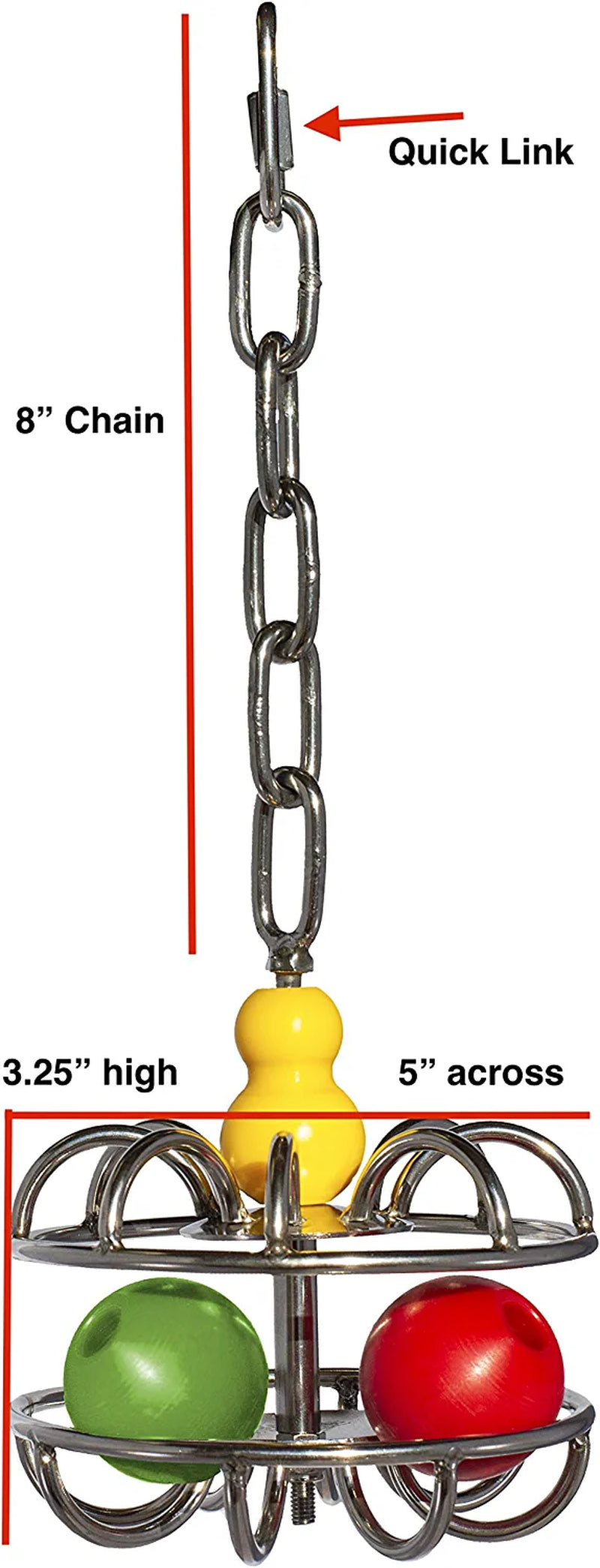 Busy Bird | Impossi-Ball Foraging Bird Toy with Hanging Chain, Quick Link and Treat Compartments - 100% Metal, Ultimate Brain Teaser and Mind Game for Medium to Extra Large Birds Animals & Pet Supplies > Pet Supplies > Bird Supplies > Bird Toys Pacific Rim Resources Ltd   