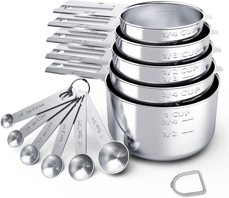 TILUCK Stainless Steel Measuring Cups & Spoons Set, Cups and Spoons,Kitchen Gadgets for Cooking & Baking (5+6)
