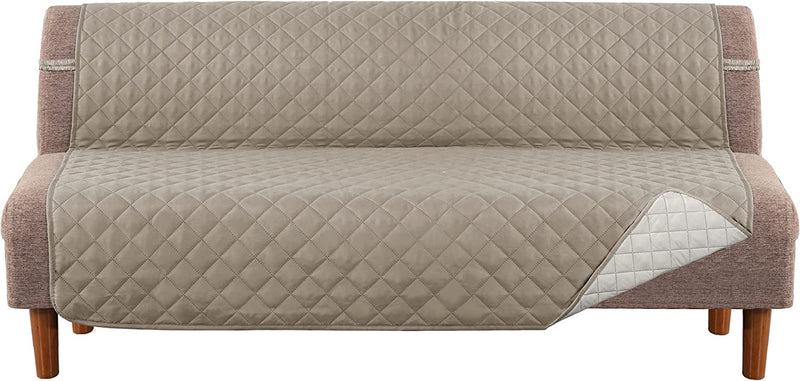 Meillemaison Sofa Slipcovers Reversible Quilted Chair Cover Water Resistant Furniture Protector with Elastic Straps for Pets/ Kids/ Dog(Chair, Black/Grey) (MMCLKSFD01C6) Home & Garden > Decor > Chair & Sofa Cushions MeilleMaison Khaki/Beige Futon 