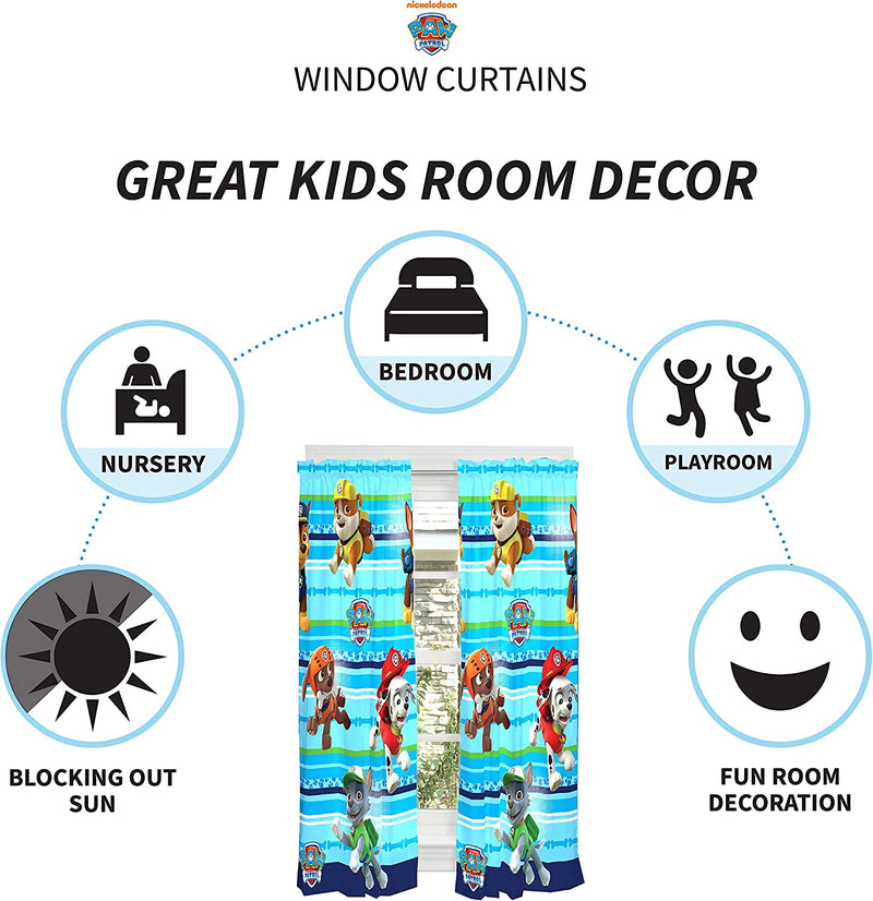 Franco Kids Window Curtain Panels Drapes Set, 82 in X 63 In, Paw Patrol Home & Garden > Decor > Window Treatments > Curtains & Drapes Franco   