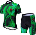 CHAOS MONKEY Men'S Cycling Jersey Set Biking Clothes Road Bike Shorts Padded Outfit Bicycle Shirts Short Sleeve MTB Sporting Goods > Outdoor Recreation > Cycling > Cycling Apparel & Accessories CHAOS MONKEY Green X-Large 