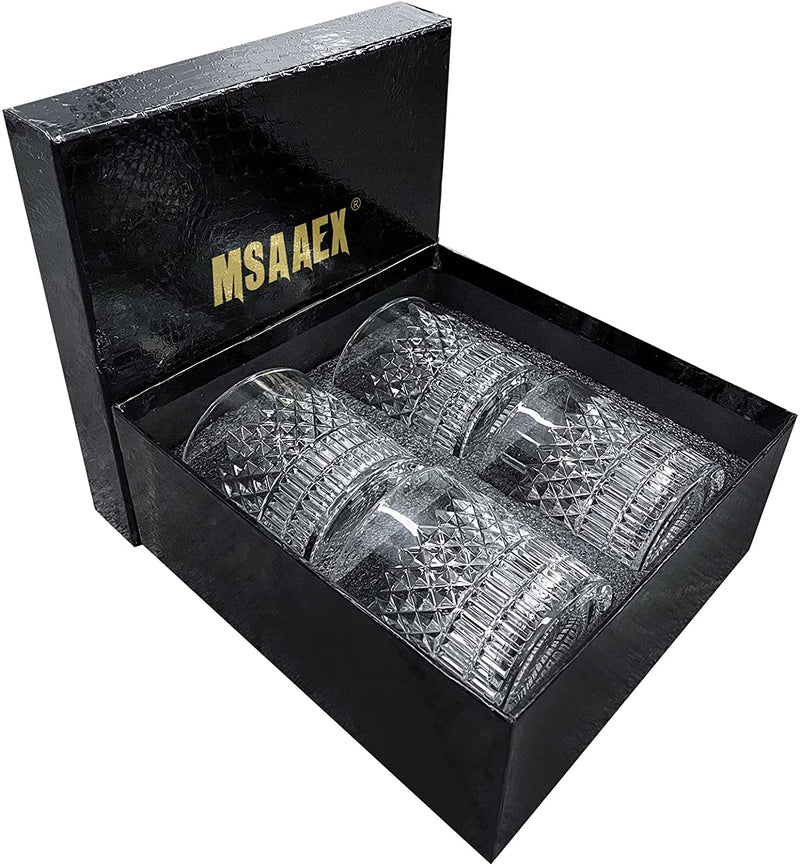 Msaaex Whiskey Glasses Old Fashioned Whiskey Glass Barware for Scotch, Bourbon, Liquor and Cocktail Drinking for Men - Set of 4 Home & Garden > Kitchen & Dining > Barware MSAAEX   