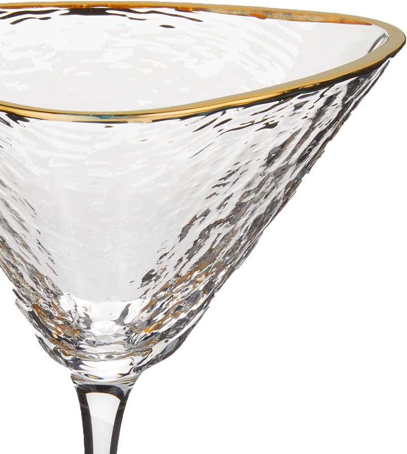 Sister.Ly Drinkware Handmade Hammered Martini Glasses with Gold Rim - Set of 2 Gold Rim Martini Glasses and 2 Gold-Plated Cocktail Picks. Celebrate Life One Glass at a Time Home & Garden > Kitchen & Dining > Tableware > Drinkware Sister.ly Drinkware HAVE ANOTHER ROUND!   