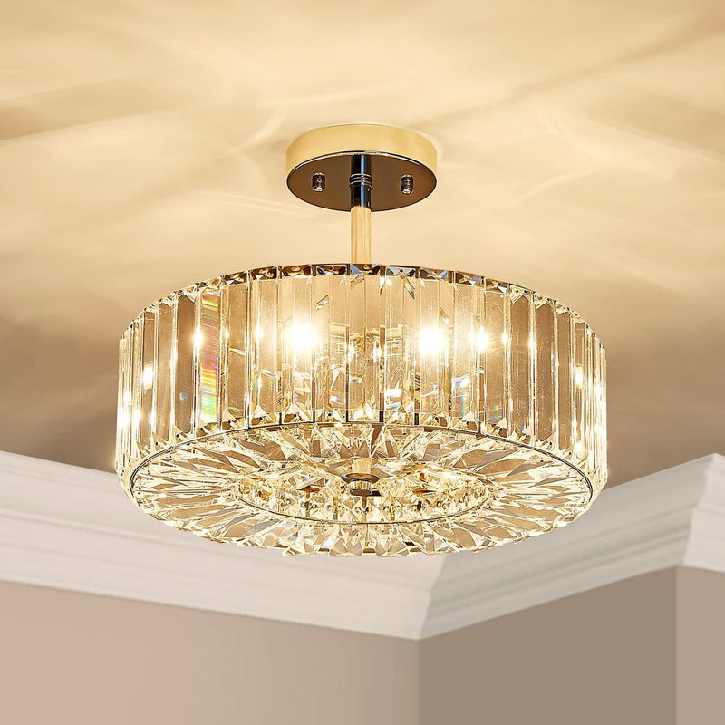 Saint Mossi Modern Crystal Semi Flush Mount Chandelier Lighting,4 Lights,Close to Ceiling Light in Clear Crystal Lampshade,H11 X D16 Home & Garden > Lighting > Lighting Fixtures > Chandeliers SM Saint Mossi   