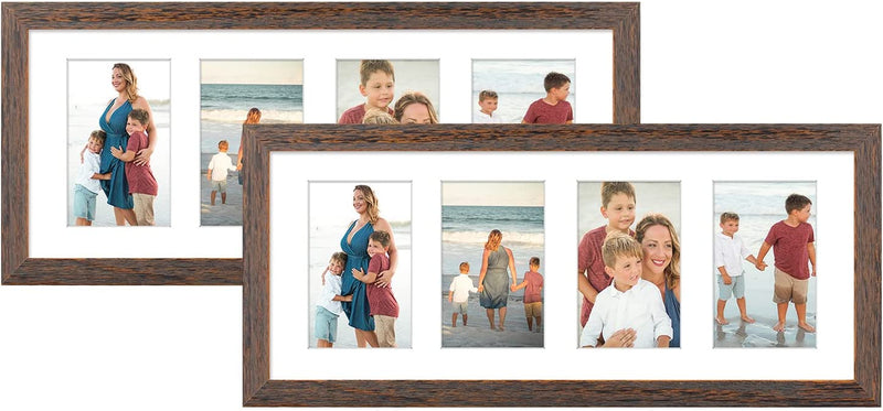 Golden State Art, 8X20 Black Photo Wood Collage Frame with Real Glass and White Mat Displays (4) 4X6 Pictures Home & Garden > Decor > Picture Frames Golden State Art Wood - Distressed Brown With White Mat 2 Pack 