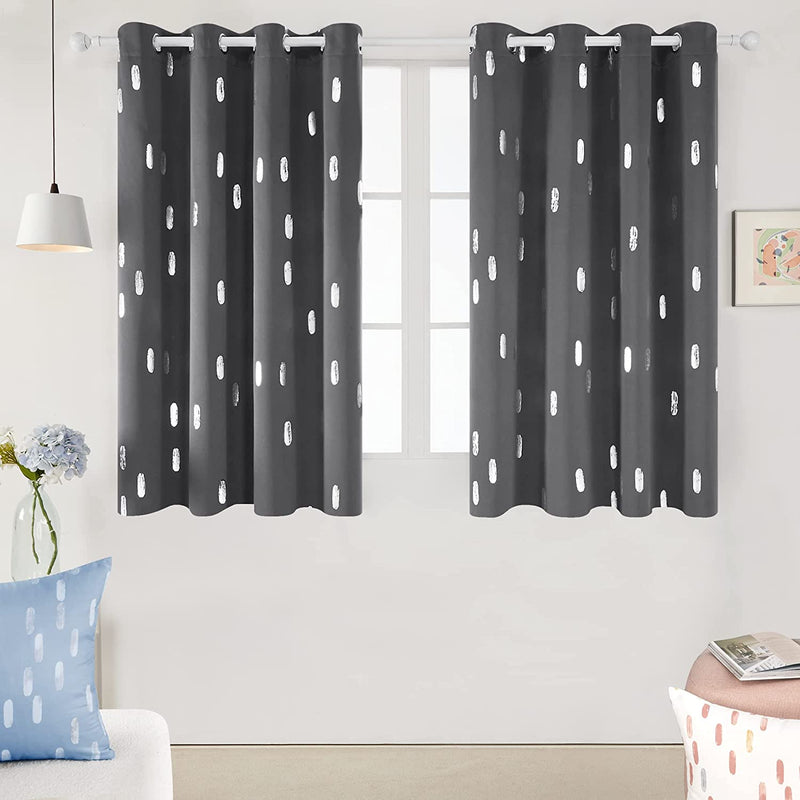 Deconovo Curtains Blue - Blackout Curtains 84 Inch Length 2 Panels, Silver Printed Room Darkening Curtains Grommet, Living Room Thermal Insulated Curtain Drapes, Sliding Door Curtains 52*84 Inch Home & Garden > Decor > Window Treatments > Curtains & Drapes Deconovo Grey W52 x L63 Inch 