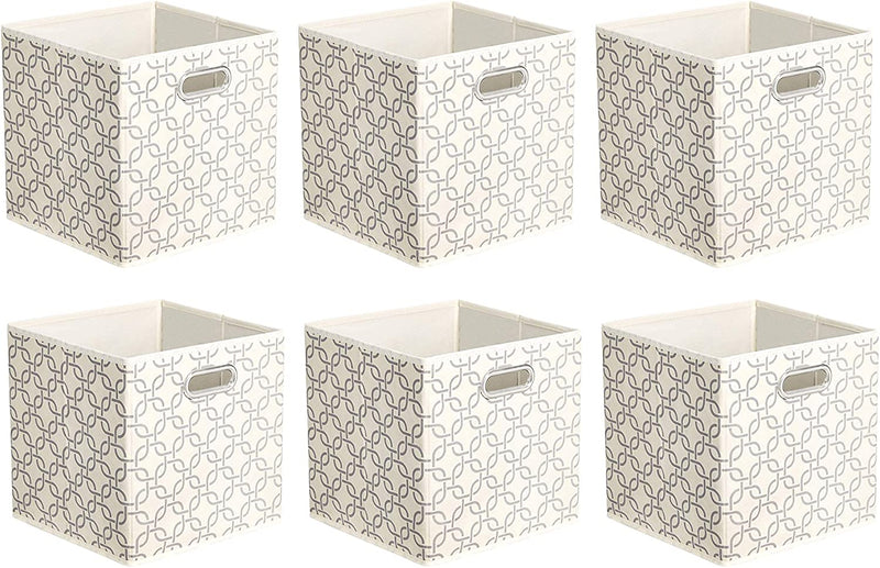 Collapsible Fabric Storage Cubes with Oval Grommets - 6-Pack, Light Grey Home & Garden > Household Supplies > Storage & Organization KOL DEALS Linked 6-Pack 
