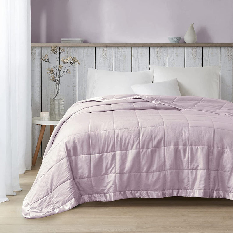 Madison Park Cambria down Alternative Blanket, Premium 3M Scotchgard Stain Release Treatment All Season Lightweight and Soft Cover for Bed with Satin Trim, Oversized Full/Queen, Aqua Home & Garden > Linens & Bedding > Bedding > Quilts & Comforters Madison Park Lilac Oversized King 