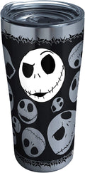 Tervis Disney-Nightmare before Christmas 25Th Anniversary Stainless Steel Insulated Tumbler with Clear and Black Hammer Lid, 20Oz, Silver