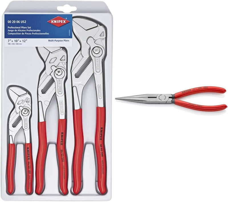 KNIPEX Tools 00 20 06 US2, Pliers Wrench 3-Piece Set Sporting Goods > Outdoor Recreation > Fishing > Fishing Rods Knipex Tools LP Wrench + Long Nose Pliers With Cutter  