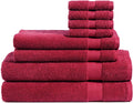 Cotton Cozy 600 GSM 8 Piece Towel Set 100% Cotton Indulgence, Luxury 2 Bath Towels, 2 Hand Towels & 4 Washcloth, Premium Hotel & Spa Quality, Highly Absorbent, Classic American Construction, Navy Blue Home & Garden > Linens & Bedding > Towels Cotton Cozy Wine Red 8 Piece Towel Set 