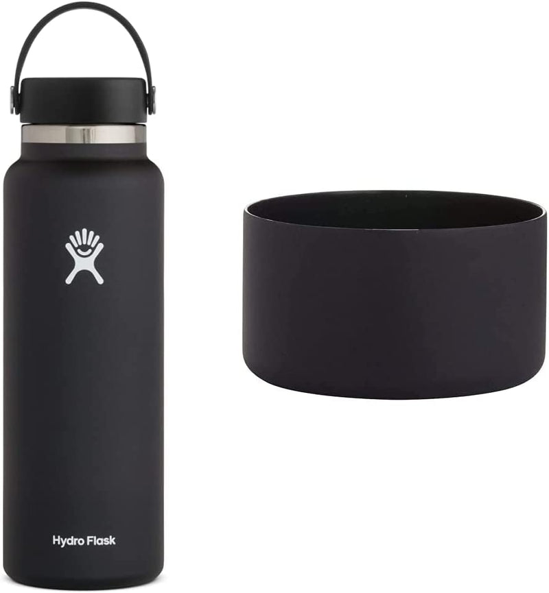 Hydro Flask Wide Mouth Bottle with Flex Cap Sporting Goods > Outdoor Recreation > Winter Sports & Activities Hydro Flask Black 40 oz Bottle + Bottle Protector