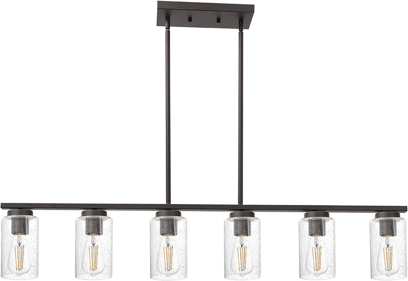 TODOLUZ 6-Lights Farmhouse Chandelier Island Lighting with Seeded Glass Shade, Modern Hanging Ceiling Light Fixtures for Kitchen Bar in Brushed Nickel Home & Garden > Lighting > Lighting Fixtures > Chandeliers TODOLUZ Oil-Rubbed Bronze 6-Lights 