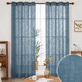 Deconovo Semi Sheer Curtains, Cream, 52X108 Inch, Faux Linen Solid Voile Grommet Curtains for Bedroom Living Room, 2 Panels Home & Garden > Decor > Window Treatments > Curtains & Drapes Deconovo Haze Blue 52x84 Inch 