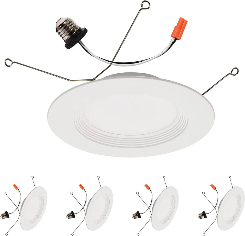Great Eagle Lighting Corporation 5 or 6-Inch LED Recessed Downlight Retrofit Kit, Baffle Trim, Dimmable, Soft White 3000K, 90W Equivalent (Pack of 4)