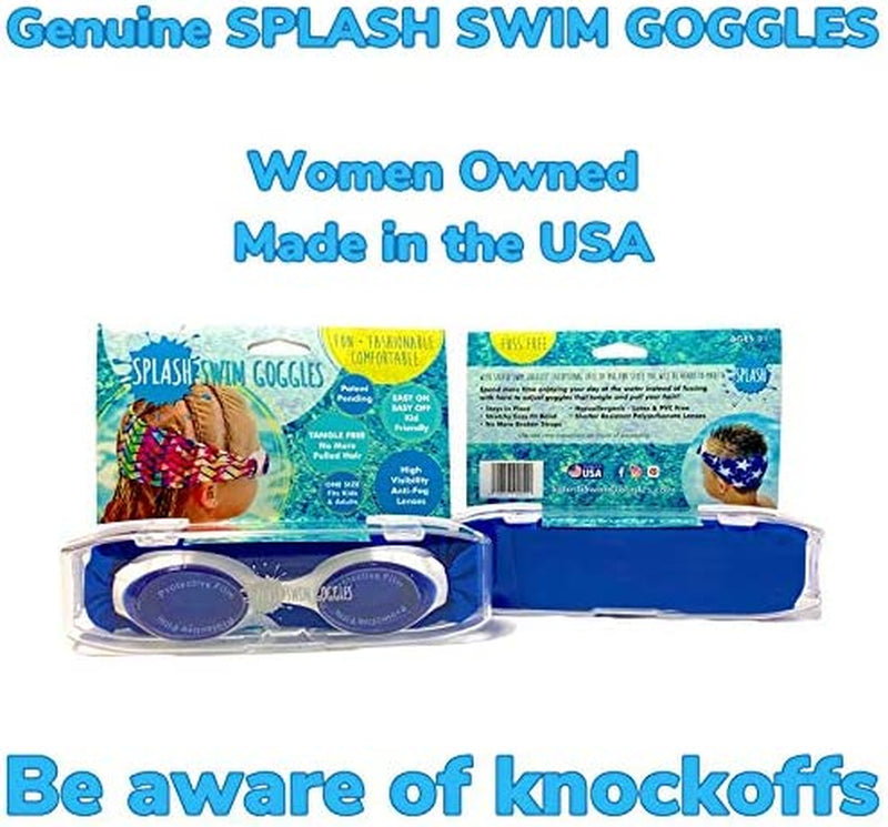 SPLASH SWIM GOGGLES - 'Mercia - Fun, Fashionable, Comfortable - Fits Kids and Adults - Won'T Pull Your Hair - Easy to Use - High Visibility Anti-Fog Lenses - PATENT PENDING