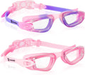 RIOROO Kids Swim Goggles, Pack of 2 Swimming Goggles for Kids 3-14 Toddler Boys Girls Swimming Glasses Sporting Goods > Outdoor Recreation > Boating & Water Sports > Swimming > Swim Goggles & Masks RIOROO Pink&purple  