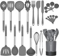 Silicone Cooking Utensil Set, Fungun Non-Stick Kitchen Utensil 24 Pcs Cooking Utensils Set, Heat Resistant Cookware, Silicone Kitchen Tools Gift with Stainless Steel Handle (Khaki-24Pcs) … Home & Garden > Kitchen & Dining > Kitchen Tools & Utensils Fungun Gray-24pcs  