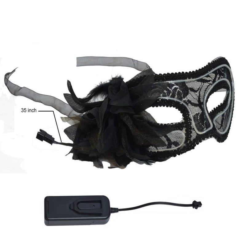 Jenniwears LED Halloween Mask for Women Light up Venetian Lace Mask Party Eye Mask, Perfect for Valentine’S Carnivals,Night Club,Wedding Reception,Costume Party, Blue Apparel & Accessories > Costumes & Accessories > Masks JenniWears   