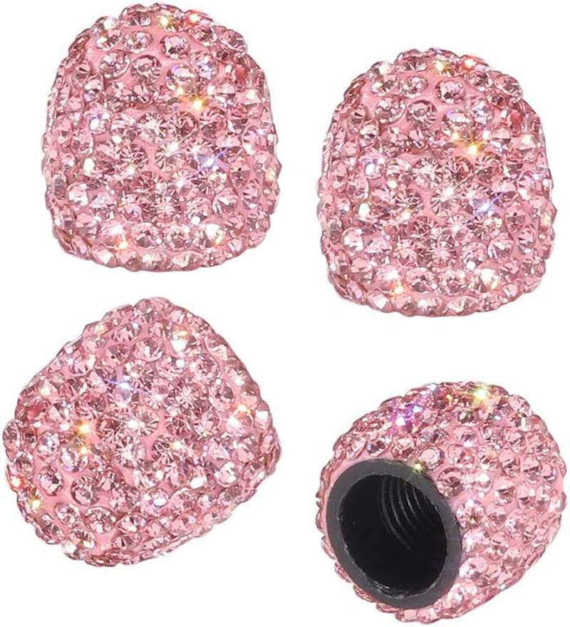 SAVORI Valve Caps, 4 Pack Handmade Crystal Rhinestone Tire Caps, Attractive Dustproof Accessories for Car (Pink) Sporting Goods > Outdoor Recreation > Winter Sports & Activities SY-XZQM Pink  