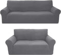 Sapphire Home 3-Piece Brushed Premium Slipcover Set for Sofa Loveseat Couch Arm Chair, Form Fit Stretch, Wrinkle Free, Furniture Protector Set for 3/2/1 Cushion, Polyester Spandex, 3Pc, Brushed, Brown Home & Garden > Decor > Chair & Sofa Cushions Sapphire Home Light Gray 2pc set (Sofa, Love) 