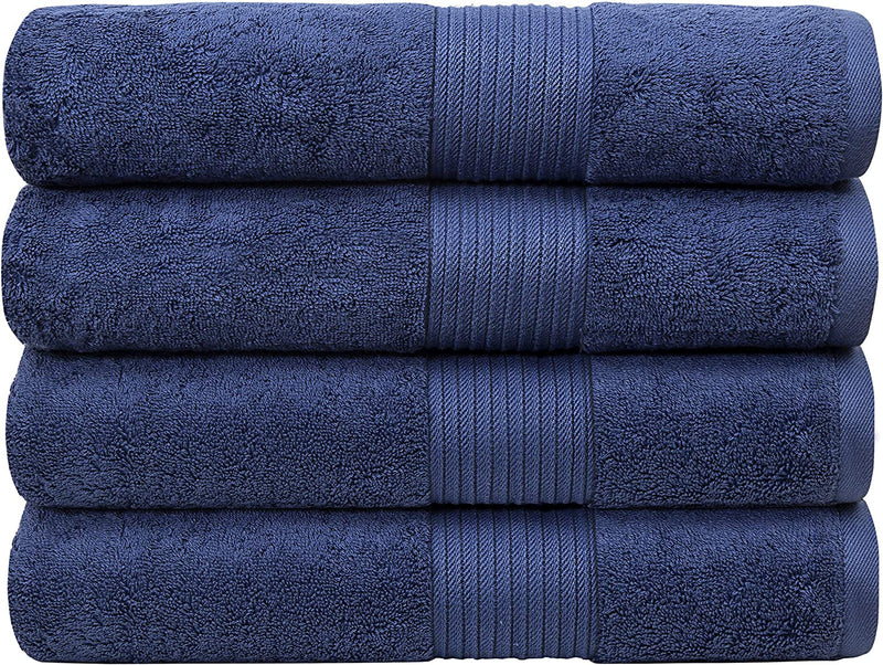 Luxury Extra Large Oversized Bath Towels | Hotel Quality Towels | 650 GSM | Soft Combed Cotton Towels for Bathroom | Home Spa Bathroom Towels | Thick & Fluffy Bath Sheets | Dark Grey - 4 Pack Home & Garden > Linens & Bedding > Towels Bumble Towels Denim 34" x 56" 4 Pack 