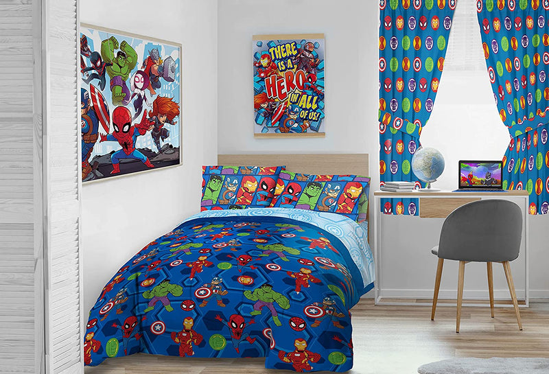 Jay Franco Marvel Super Hero Adventures Hero Together 6 Piece Bedroom Set- Includes Twin Bed Set & Window Drapes/Curtains - Super Soft Fade Resistant Microfiber Bedding (Official Marvel Product) Home & Garden > Linens & Bedding > Bedding Jay Franco   