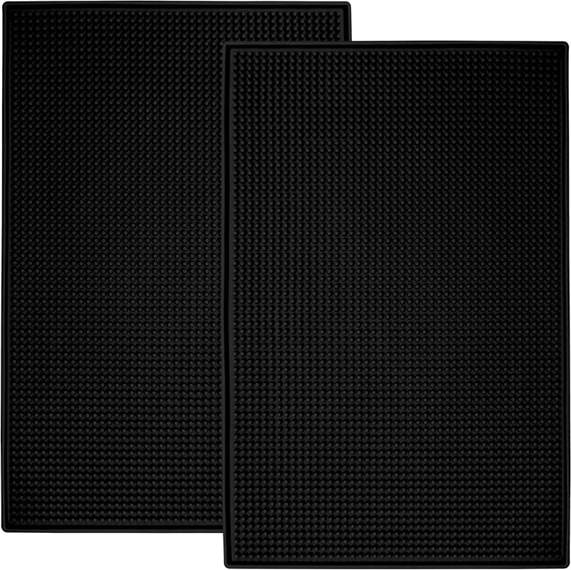 S&T INC. Rubber Bar Mat for Countertop, Non-Slip Bar Mat for Home Bar Cart, Coffee Maker Mat for Countertops, 11.9 Inch X 17.8 Inch, Black with White Border, 1 Bar Mat with 2 Coasters Home & Garden > Kitchen & Dining > Barware Schroeder & Tremayne, Inc. Black 2Pack  