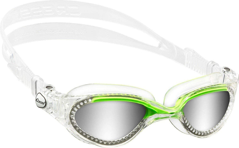 Cressi Adult Comfortable Silicone Swimming Goggles for Indoor Pool and Outdoor Use - Flash: Made in Italy Sporting Goods > Outdoor Recreation > Boating & Water Sports > Swimming > Swim Goggles & Masks Cressi Clear/Green Mirrored Lens 