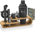 ROCKSLY Mixology Bartender Kit and Cocktail Shaker Set for Drink Mixing | Mixology Set with 10 Bar Set Tools and Bamboo Stand Makes It the Perfect Home Cocktail Kit | Complete Bartender Kit (Silver) Home & Garden > Kitchen & Dining > Barware ROCKSLY Black  