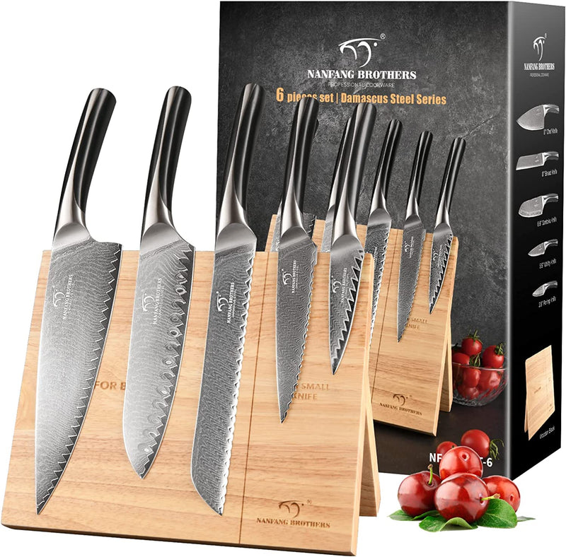 NANFANG BROTHERS Knife Set, 15-Piece Damascus Kitchen Knife Set with Block, ABS Ergonomic Handle for Chef Knife Set, Knife Sharpener and Kitchen Shears, Knife Block Set Home & Garden > Kitchen & Dining > Kitchen Tools & Utensils > Kitchen Knives NANFANG BROTHERS 6 Pieces Magnetic Knife Block  