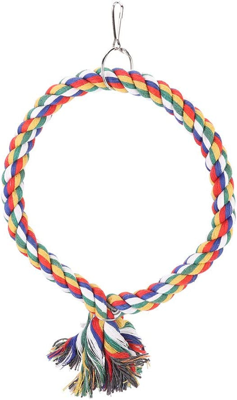 Round Circle Climbing Rings Colorful Cotton Rope Swing Pet Bird Perch Biting Standing Playing Toy Easy to Use Animals & Pet Supplies > Pet Supplies > Bird Supplies GFRGFH   