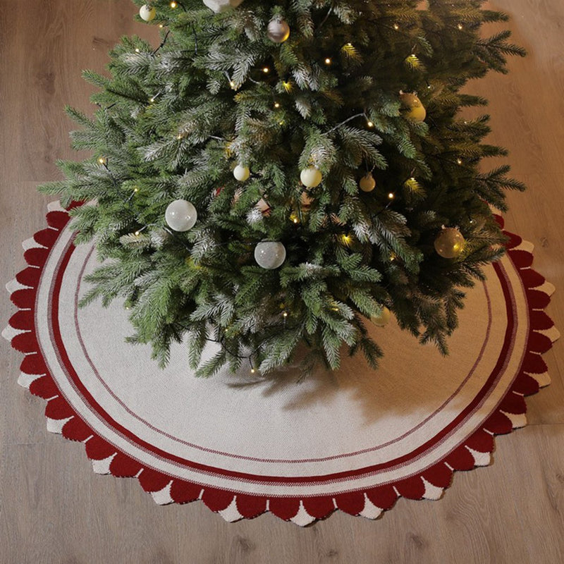 Christmas Tree Skirt Cable Knit Knitted Thick Rustic Tree Skirt for Xmas Holiday Decoration Green Home & Garden > Decor > Seasonal & Holiday Decorations > Christmas Tree Skirts KOL DEALS One Size Red 