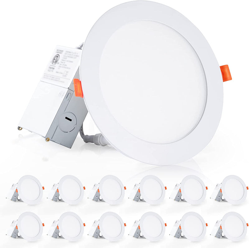 LEDIARY 12 Pack 6CCT LED Recessed Lighting 6 Inch with Junction Box, 2500K-5000K Selectable, 1100LM, 12W Eqv 110W, Dimmable Can-Killer Downlight - IC Rated, ETL Certified Home & Garden > Lighting > Flood & Spot Lights LEDIARY 6000k - Clear White 6 Inch 
