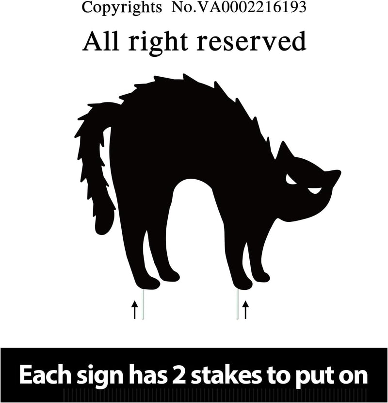 Ivenf Halloween Decorations Outdoor, 6Ct Black Cat Decor Yard Signs with Stakes, Scary Silhouette with Glow in Dark Eyes, Corrugated Plastic, Waterproof Lawn Decorations for Kids Family Home Party  Ivenf   