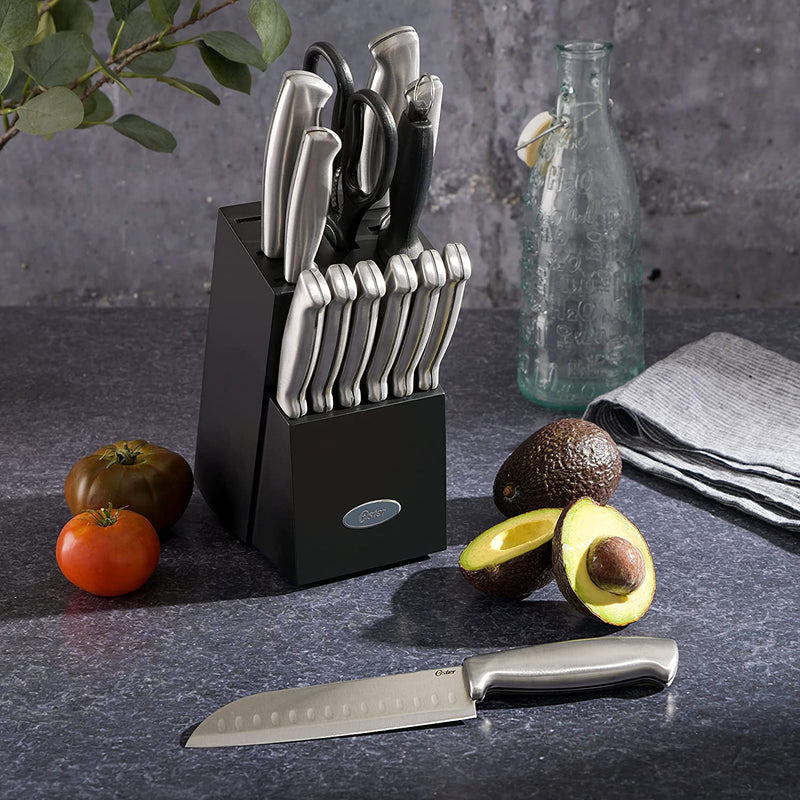 Oster - 70561.14 Oster Baldwyn High-Carbon Stainless Steel Cutlery Knife Block Set, 14-Piece, Brushed Satin Home & Garden > Kitchen & Dining > Kitchen Tools & Utensils > Kitchen Knives Gibson   