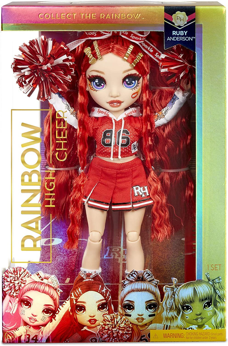 Rainbow High Cheer Ruby Anderson – Red Cheerleader Fashion Doll with 2 Pom Poms and Doll Accessories, Great Gift for Kids 6-12 Years Old Sporting Goods > Outdoor Recreation > Winter Sports & Activities Rainbow High   