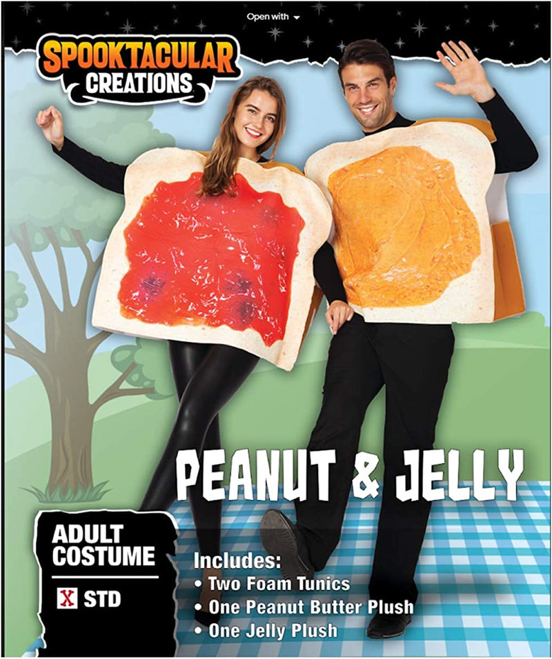 Spooktacular Creations Peanut Butter and Jelly PBJ Costume Adult Couple Set W/One Peanut Butter Plush and One Jelly Plush for Halloween Dress up Party  Spooktacular Creations   