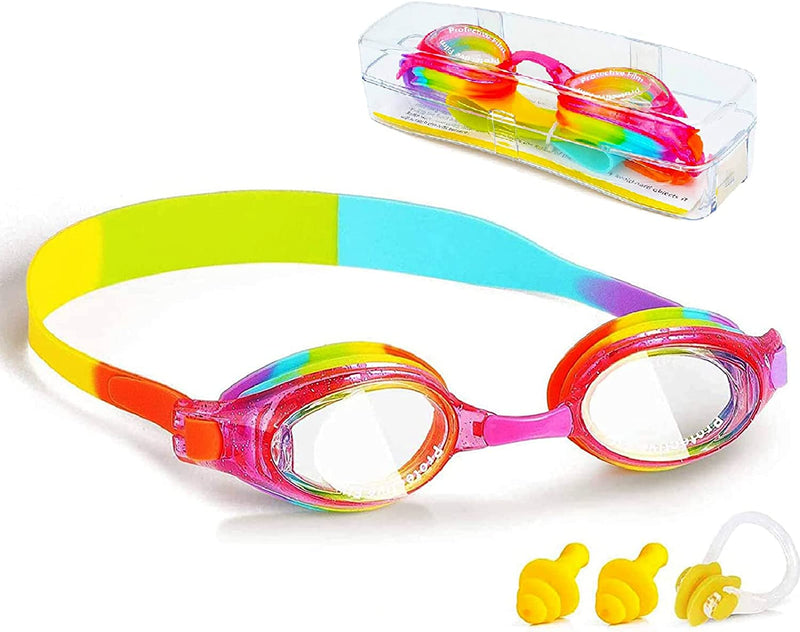 Prochosen Kids Swim Goggles, Waterproof anti Fog UVA/UVB Protection No Leaking Clear Wide Vision Soft Silicone Gasket Swimming Glasses with Case, Nose Clip, Earplugs for Boys Girls Youth Kids Sporting Goods > Outdoor Recreation > Boating & Water Sports > Swimming > Swim Goggles & Masks ProChosen   