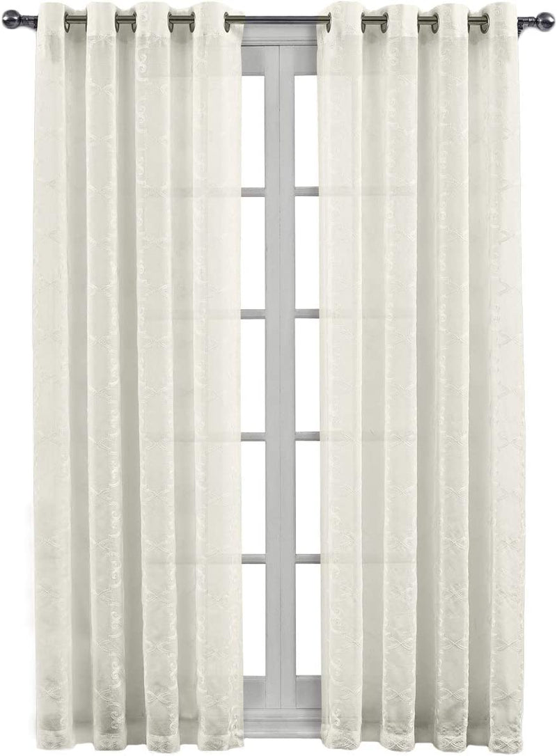 Sheetsnthings Embroidered Brook 108-Inch Wide X 108-Inch Long, Set of 2 Grommet Top Sheer Window Curtains, White Home & Garden > Decor > Window Treatments > Curtains & Drapes Wholesalebeddings Melanie- Beige Set of 2, (54"W x 84"L) Each 