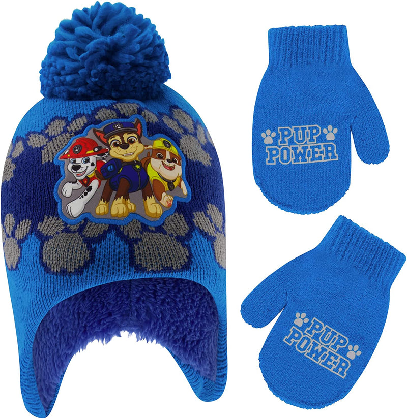 Nickelodeon Boys Winter Hat Set, Paw Patrol'S Marshall, Chase and Rubble Toddler Beanie and Mittens for Kids Age 2-4 Sporting Goods > Outdoor Recreation > Winter Sports & Activities Nickelodeon Dark Blue Age 2-4 