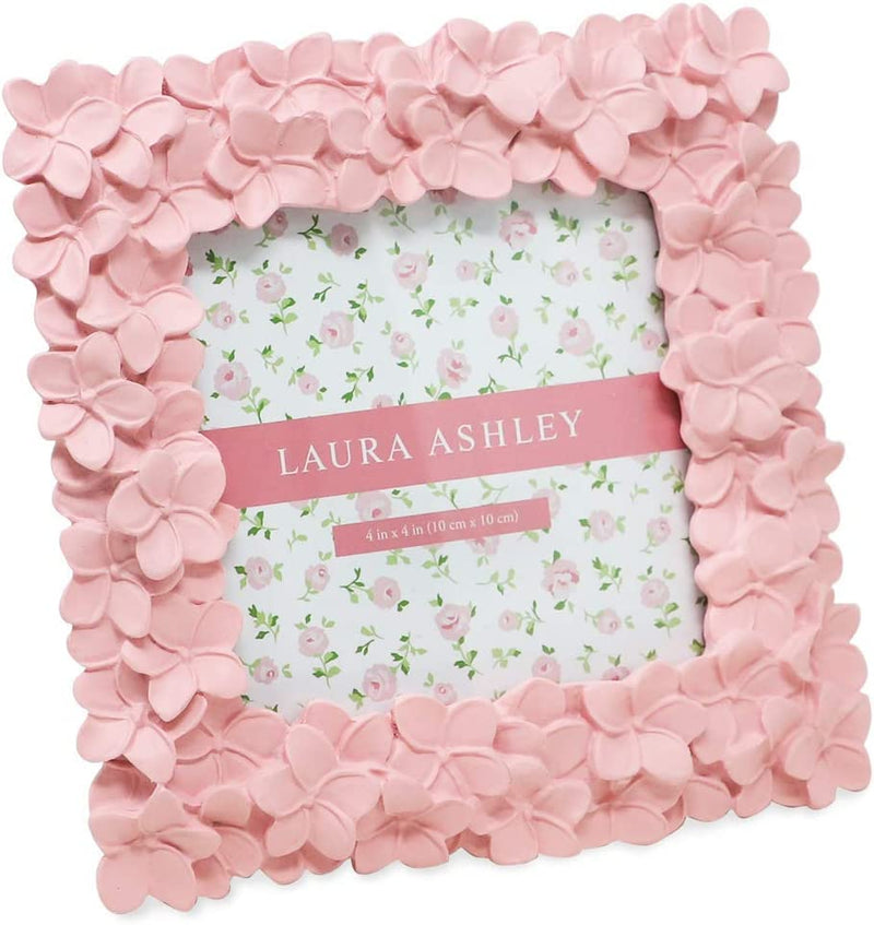 Laura Ashley 4X6 Pink Flower Textured Hand-Crafted Resin Picture Frame with Easel & Hook for Tabletop & Wall Display, Decorative Floral Design Home Décor, Photo Gallery, Art, More (4X6, Pink) Home & Garden > Decor > Picture Frames Laura Ashley Pink 4x4 