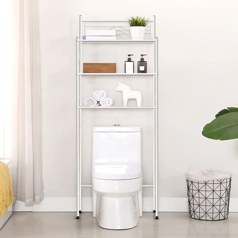 Mallboo Toilet Storage Rack, 3 -Tier Over-The-Toilet Bathroom Spacesaver - Easy to Assemble,9.5" D X 26.7" W X 64.4" H(White) Home & Garden > Household Supplies > Storage & Organization MallBoo White  