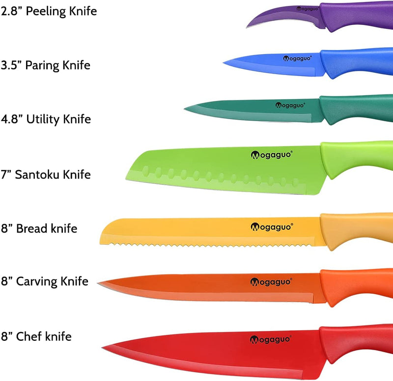 Mogaguo Rainbow Professional Kitchen Knife Set Dishwasher Safe, Sharp Knife Set for Kitchen, Kitchen Knife Set Stainless Steel with Sheaths Home & Garden > Kitchen & Dining > Kitchen Tools & Utensils > Kitchen Knives Mogaguo   