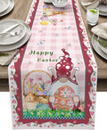 Savannan Easter Table Runner, Happy Easter Egg Colorful Eggs Spring Holiday Decoration Green Cotton Linen Dresser Scarves for Kitchen Daily Use Family Dinners Party Gathering Home Decor 13"X70"