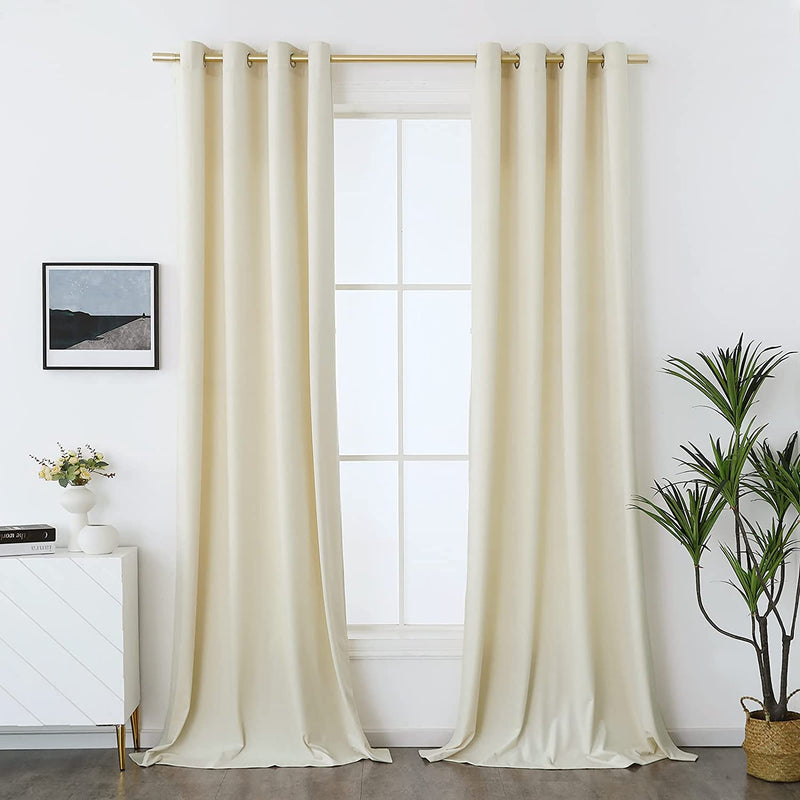 Timeper Burgundy Red Velvet Curtains for Theater - Home Décor Red Blackout Curtains Grommet Thermal Insulated Short Drapes for Studio / Master Bedroom, W52 X L63, 2 Panels Home & Garden > Decor > Window Treatments > Curtains & Drapes Timeper Ivory White W52 x L108 