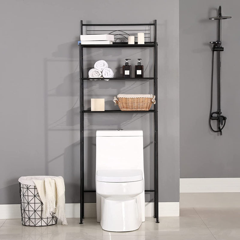 Mallboo Toilet Storage Rack, 3 -Tier Over-The-Toilet Bathroom Spacesaver - Easy to Assemble,9.5" D X 26.7" W X 64.4" H(White) Home & Garden > Household Supplies > Storage & Organization MallBoo Class Black  