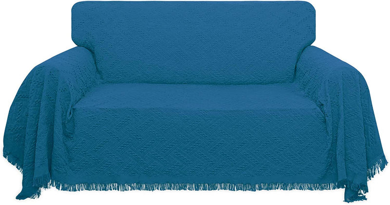 Easy-Going Geometrical Jacquard Sofa Cover, Couch Covers for Armchair Couch, L Shape Sectional Covers for Dogs, Washable Luxury Bed Blanket, Furniture Protector for Pets,Kids(71X 102 Inch,Ivory) Home & Garden > Decor > Chair & Sofa Cushions Easy-Going Peacock Blue Medium 